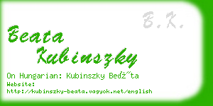beata kubinszky business card